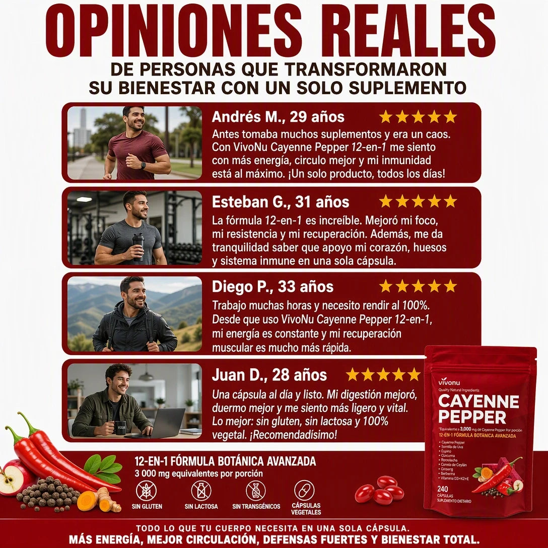 Imagen informativa de VIVONU Cayenne Pepper Softgels